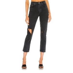 Agolde Riley high rise straight crop jeans in contraband